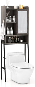 LOKO Over The Toilet Storage Cabinet, Freestanding Storage Organizer Shelf with Sliding Door, Space Saver above Toilet Cabinet with Adjustable Shelves for Bathroom, Laundry (Sliding Door)