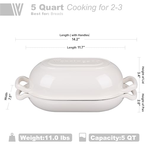 Enameled Cast Iron Dutch Oven with Lid for Bread Baking, 5QT M245