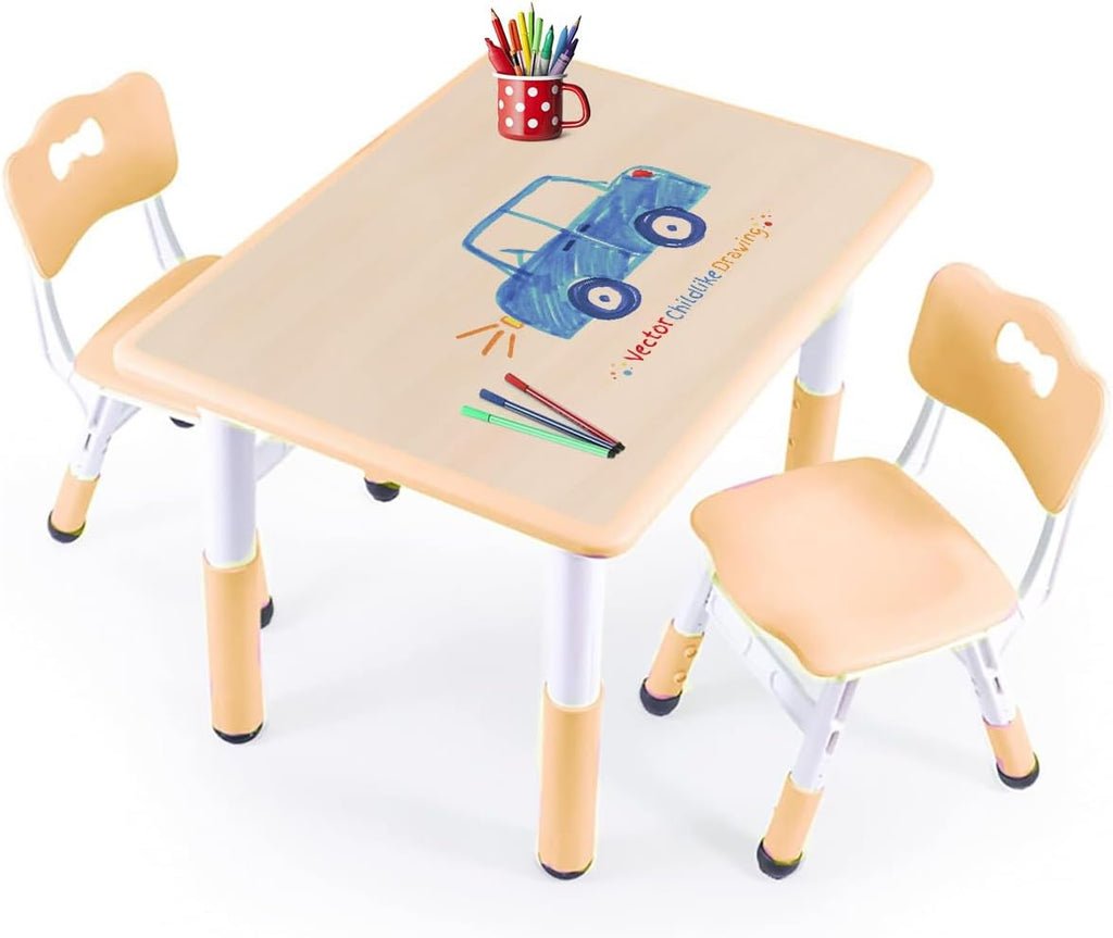 Kids table and chairs, Toddler table and chairs, Kids table( 2 chairs ), Kids table and chair set, Kids table and chair set 5-8 year old, Toddler table and chair set with 8 leg covers +12 color pens