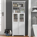 Tiptiper Tall Bathroom Storage Cabinet, Large Floor Cabinet with 2 Open Compartments and 2 Cabinets with Doors, 64” Height Freestanding Linen Tower Cabinet, for Home Kitchen, Living Room, White