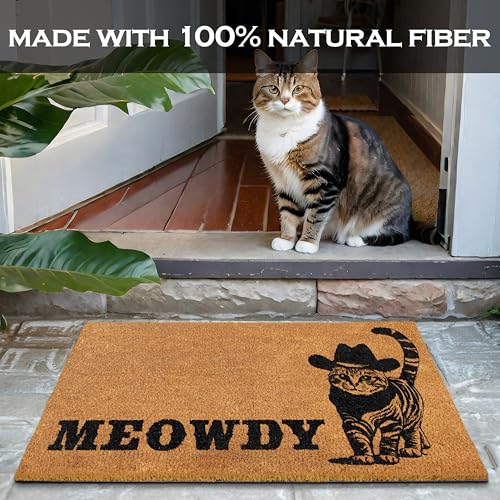 Cat Front Door Mat 30x17 Inch, Coir Outdoor Doormat T726