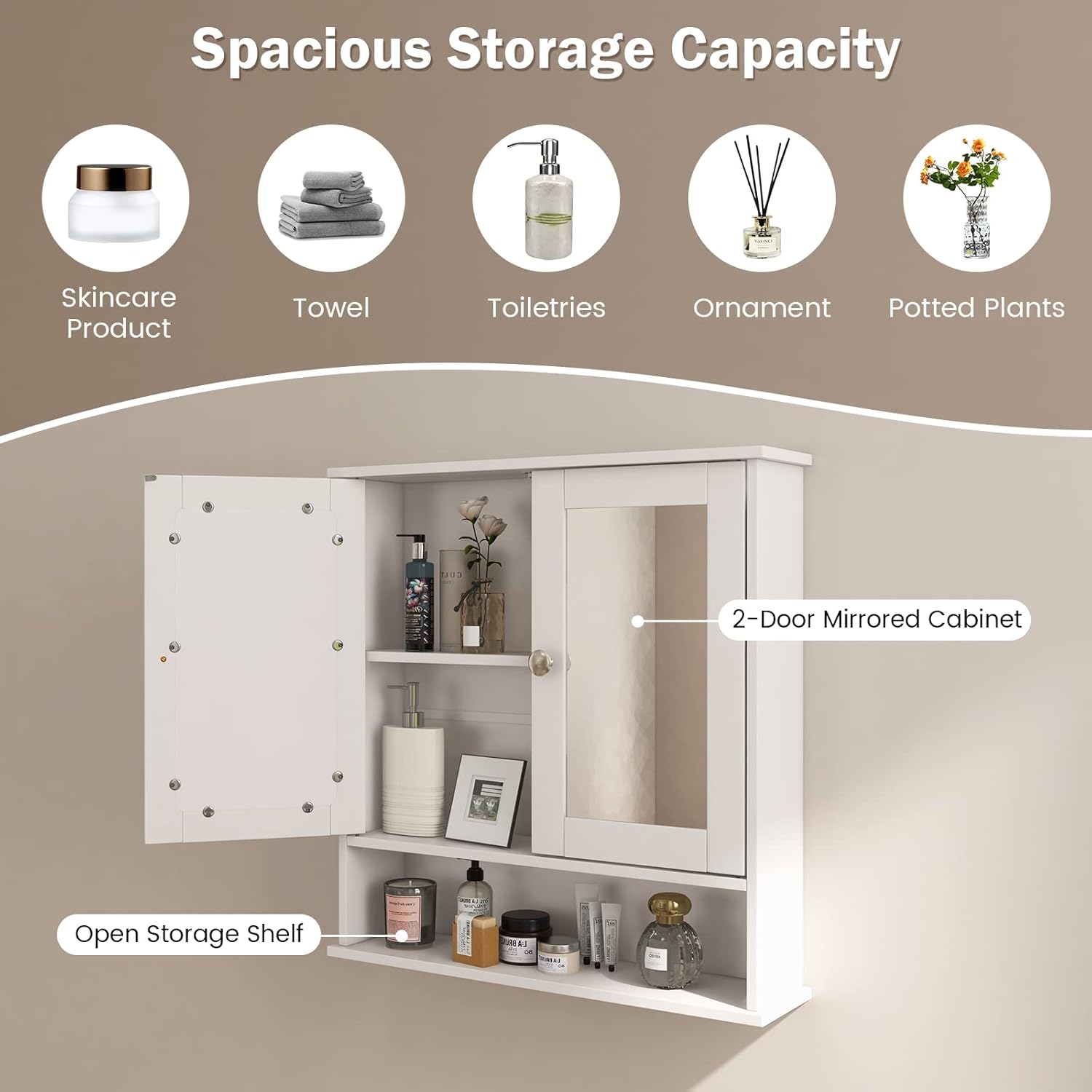 Wall Bathroom Storage Cabinet, White P536