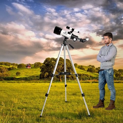 70mm Aperture 400mm AZ Mount Refracting Telescope for Kids Beginners with Carry Bag Y259