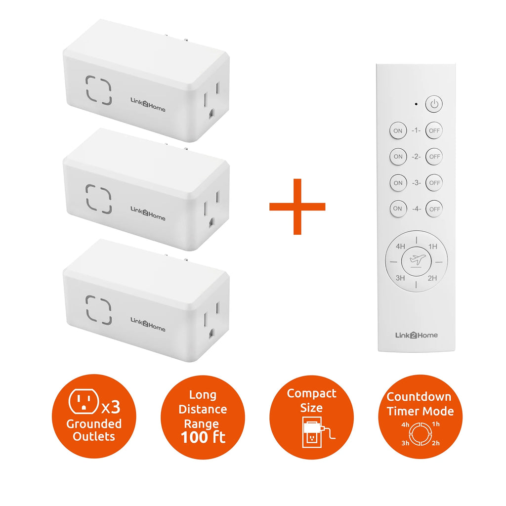 Wireless Remote Control Outlet Light Switch with Countdown Timer, 100 ft Range S25003