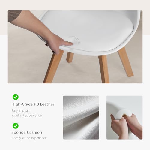 Dining Chairs Set of 4, PU Leather, Wood Legs, White W824536