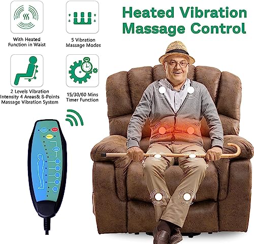 Large Dual Motor Lift Recliner Chair with Heat & Massage for Elderly W74728