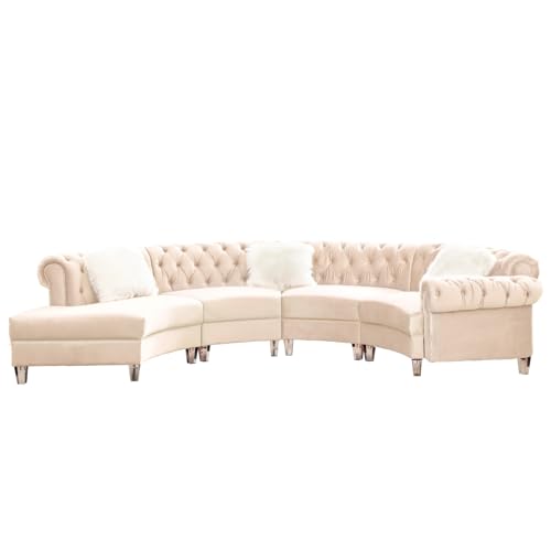 Curved Modular Semi Circular Sofa Sectional, Cream R85959