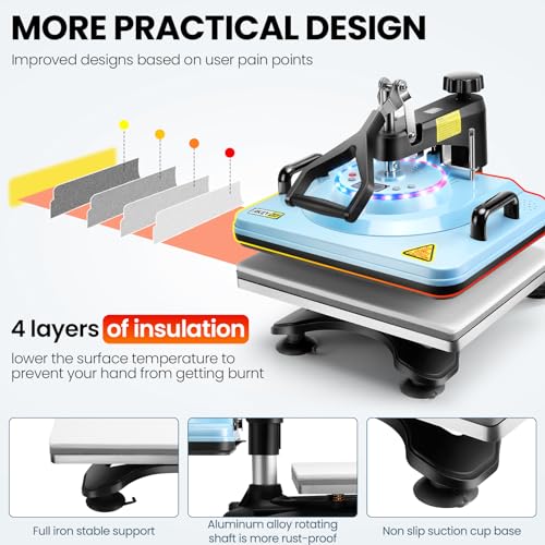 Heat Press 15x12 8 in 1 Swing Away for T Shirts, Mugs, Caps, Plates A2212