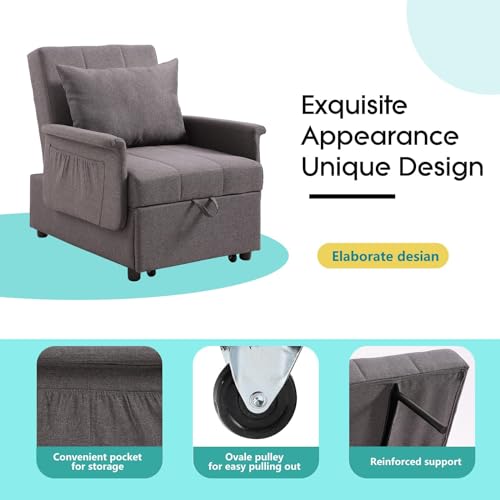 Convertible Sleeper Chair Bed with Adjustable Backrest and Pillow F493780