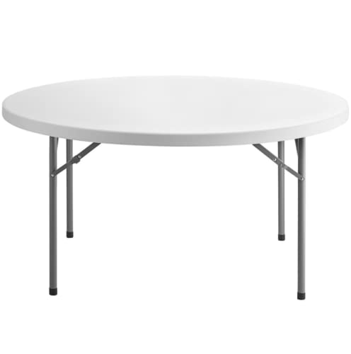 72" Round Folding Table, White Plastic, Heavy-Duty for Events M141352