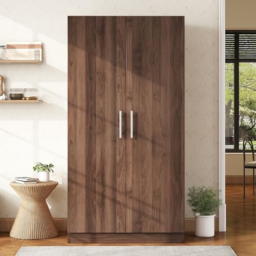 4 Door Wooden Wardrobe Closet with 2 Drawers and Hanging Rod Shelf V371