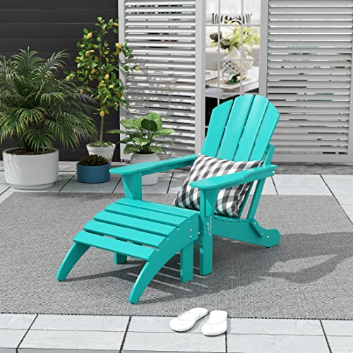 Adirondack Chair Outdoor Ottoman Set of 2 Patio Furniture Teak S2129