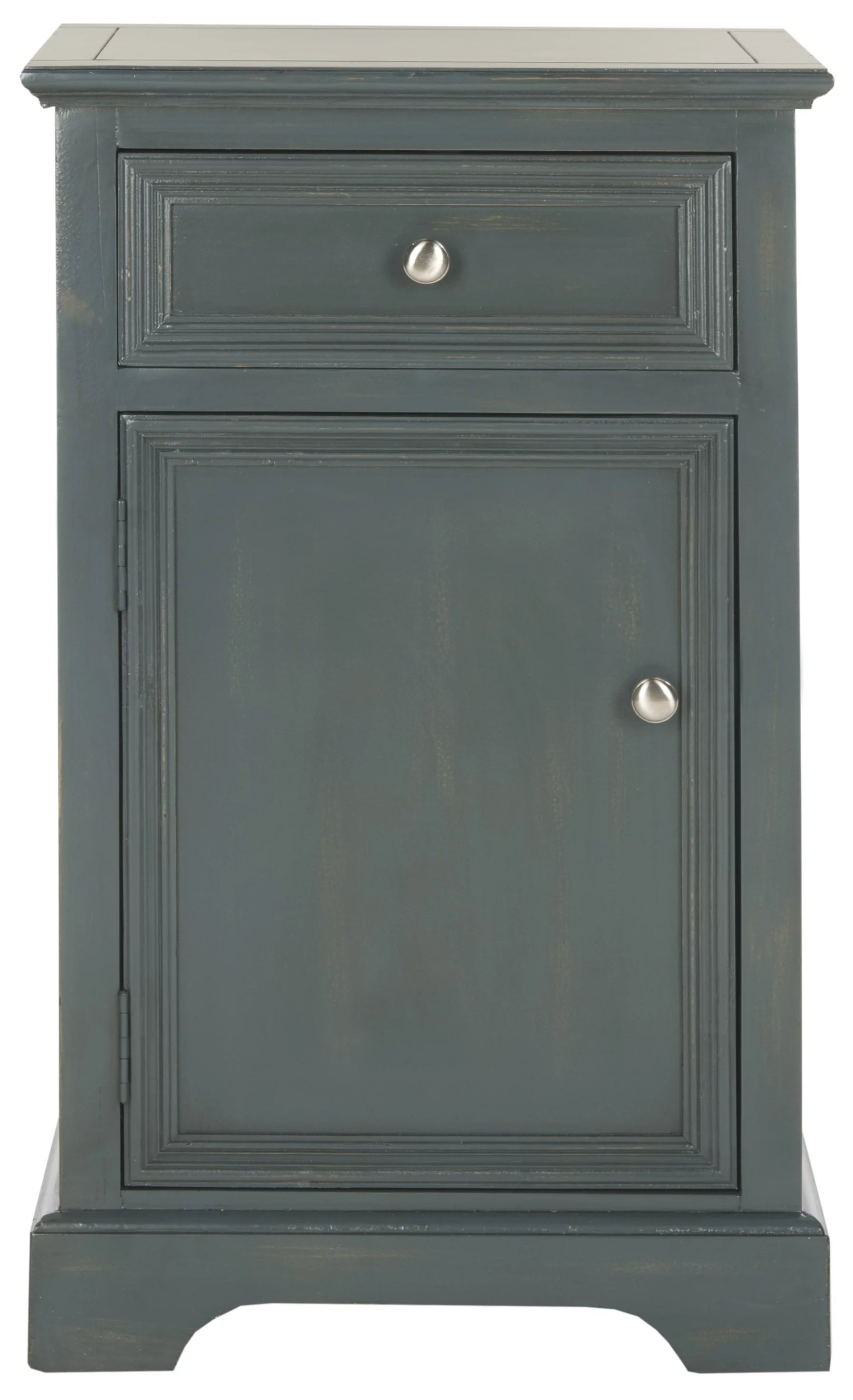 Nightstand with Storage Drawer and Cabinet, Steel Teal M509189