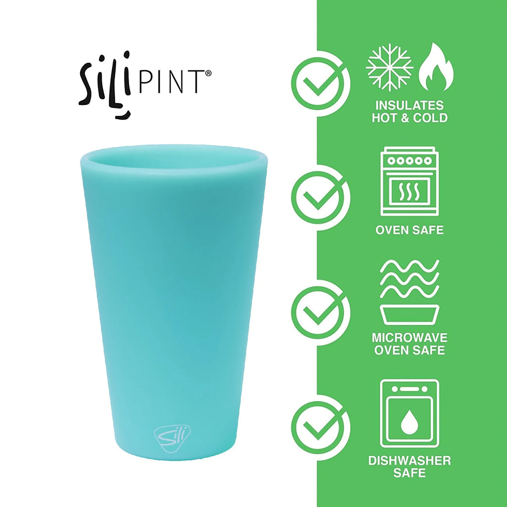 Silicone Pint Glasses 2 Pack - 16oz Unbreakable Cups, Non-Slip Easy Grip C20722