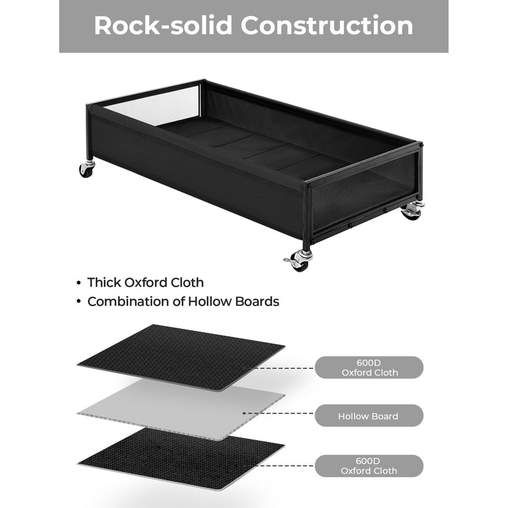 Under Bed Storage with Wheels, 2-Pack Metal Containers, 80L Y595