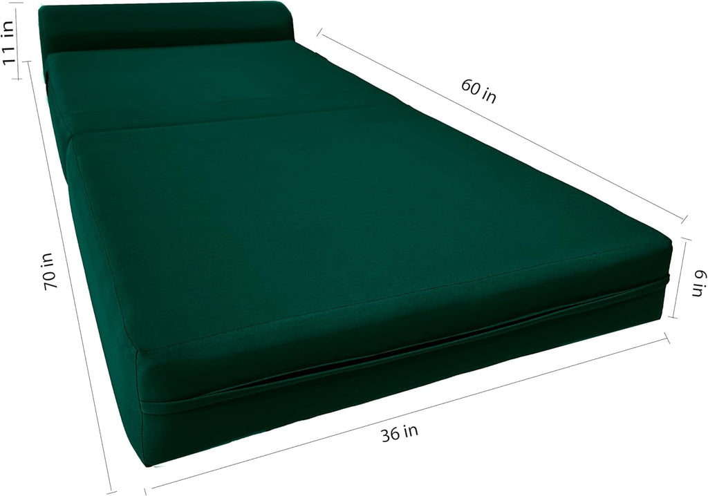 Hunter Green Sleeper Chair Folding Foam Bed, 70 x 36 x 6 in I71967