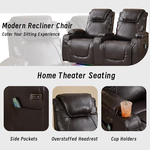 Electric Recliner Loveseat Sofa with Storage Armrest and Cup Holder P9552