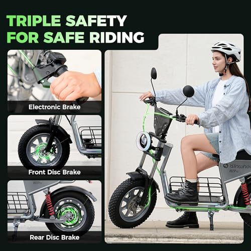 Electric Scooter for Adults, 28 Miles Range, 14'' Fat Tire, with Turn Signals L38069