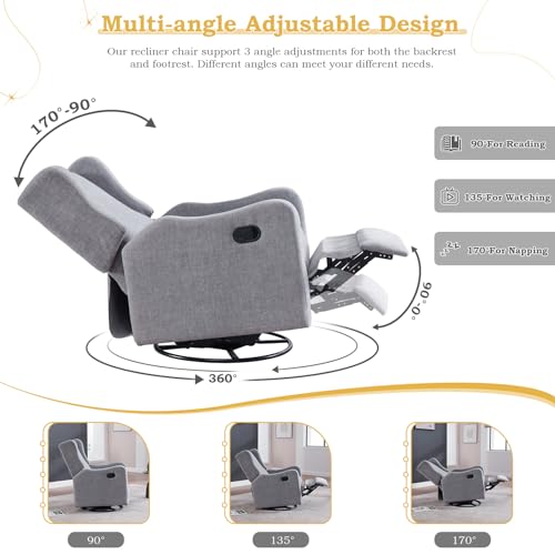 Upholstered Swivel Rocking Recliner Chair for Living Room E3184