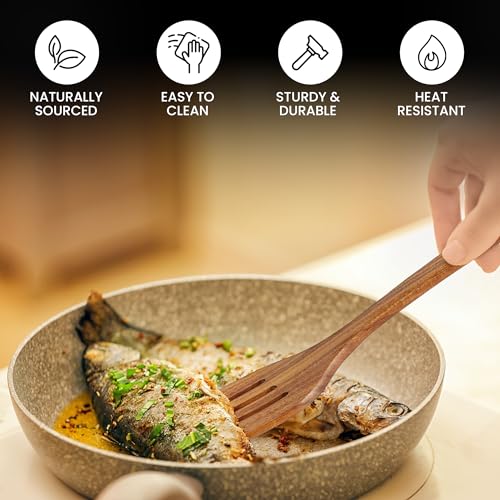 Slotted Teak Wood Spatula for Cooking W483