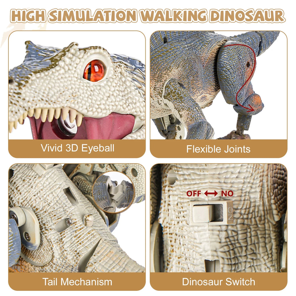 Remote Control Dinosaur Toys, Electronic Walking Robotic Dinosaur with Light Chasing and Spraying, RC Dinosaur for Kids Ages 3-12 D53495