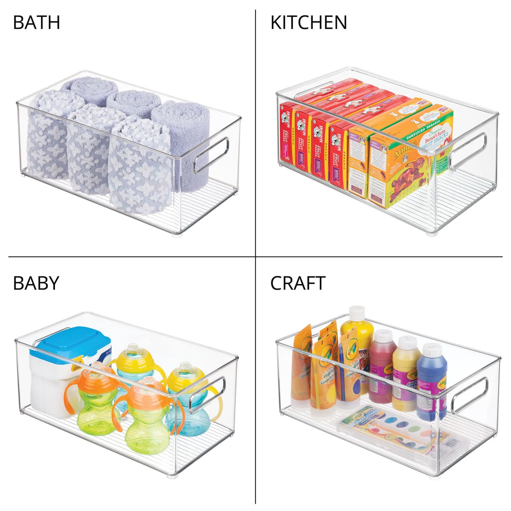 Large Deep Plastic Kitchen Storage Organizer Bin with Handles H57212
