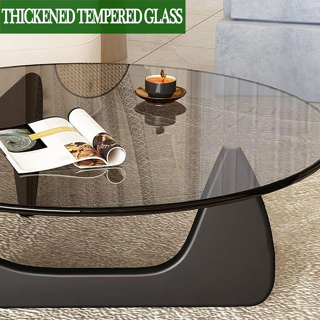 Glass Coffee Table with Solid Wood Base E9687