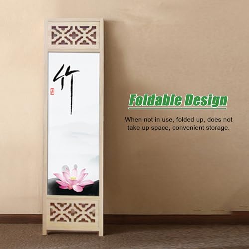 4-Panel Folding Privacy Screen Room Divider, 180-200cm Tall Wooden Partition J785129