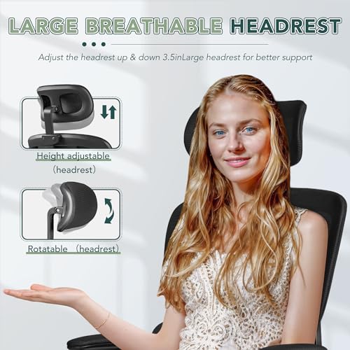 Ergonomic High Back Office Chair with Breathable Mesh Seat, Black W293364