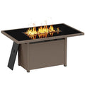 EAST OAK 44'' Propane Fire Pit Table, 60,000 BTU Gas Fire Table w/Aluminum Frame, H Type Burner and Tempered Glass Tabletop, CSA Listed Outdoor Patio Firepit with Wind Guard, Fire Glass and Lid, Grey