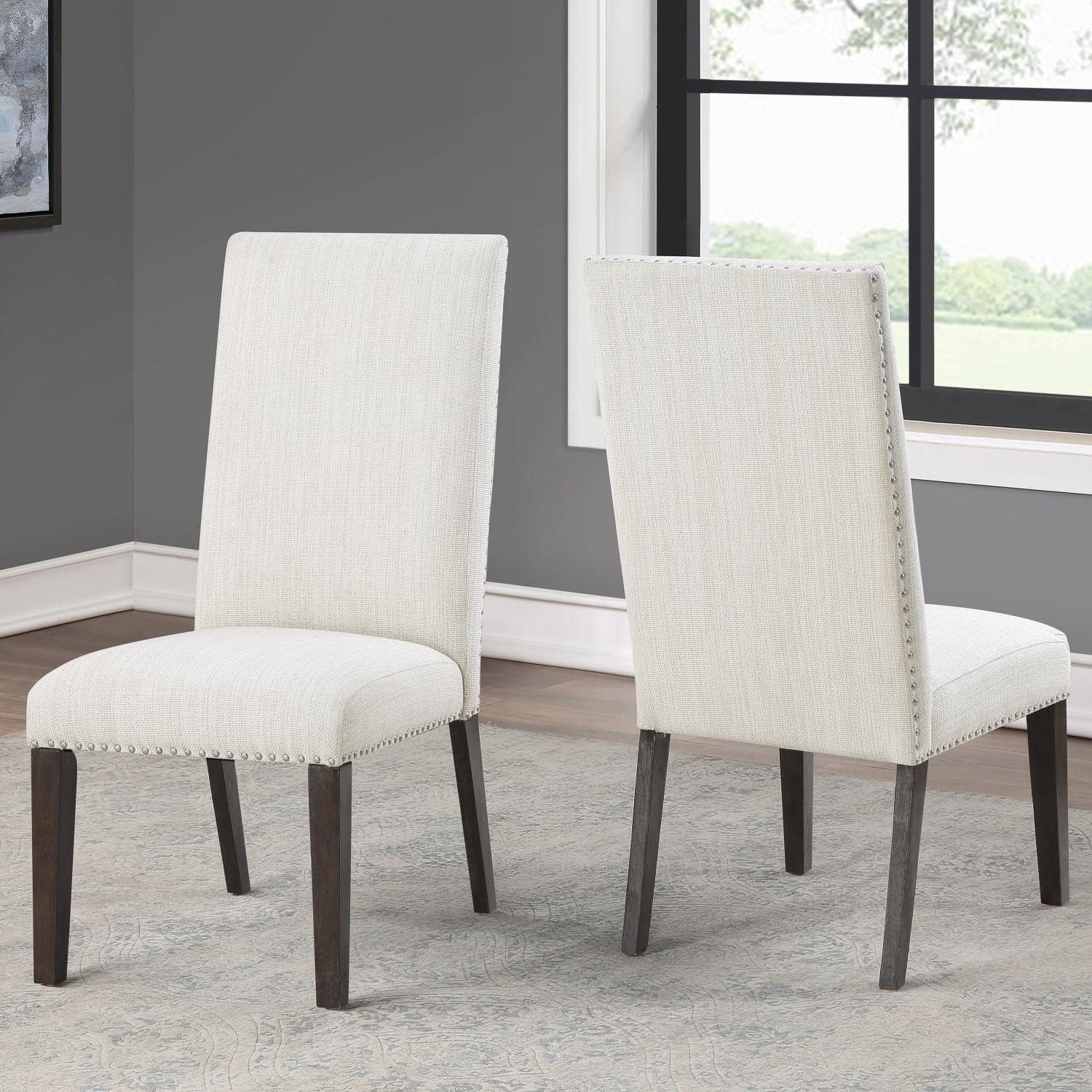 Upholstered Dining Side Chair Set of 2, Charcoal Finish B44196