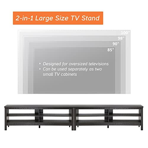 Entertainment Center for 100 Inch TV with 6 Cubby Storage, White H33944