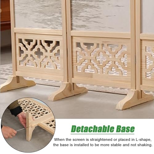 4-Panel Folding Privacy Screen Room Divider, 180-200cm Tall Wooden Partition J785129