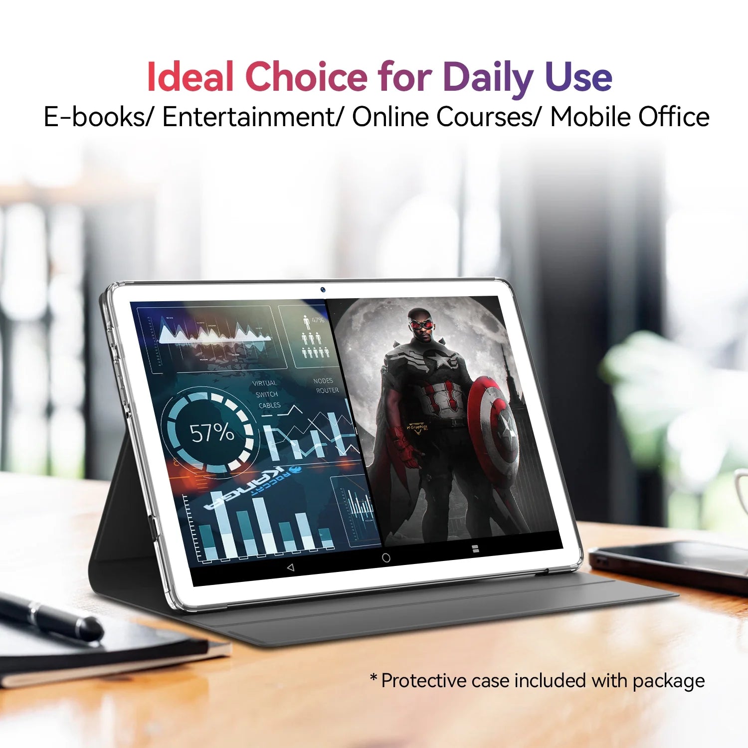 10.1 inch Android Tablet with 128GB Storage, White N558847