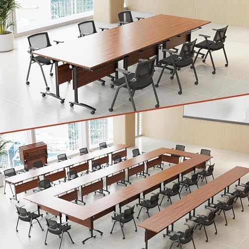 White Folding Conference Table 8FT with Wheels W937