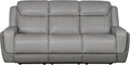 Armen Living Rosalyn Modern Zero Gravity Power Reclining Sofa with Dropdown Console, 87" Wide, Silver and Gray Top Grain Leather