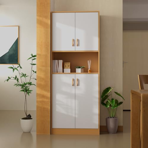 Kitchen Pantry Cabinet, 70" Tall Storage Cabinet with Doors, Freestanding Wooden S4624
