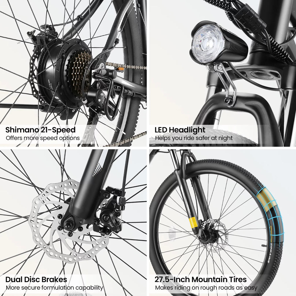27.5" Electric Bike for Adults 500W Mountain Ebike with Removable Battery H822