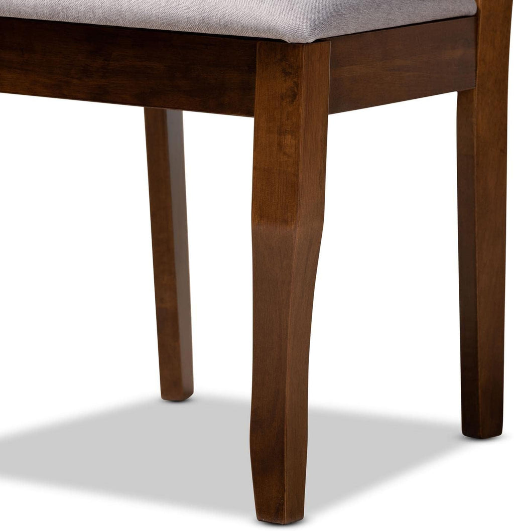 4-Piece Dining Chair Set, Grey Fabric and Walnut Brown Wood O928