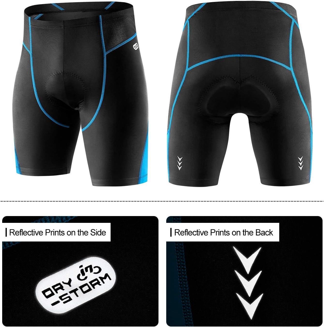 3D Padded Cycling Shorts for Men, Waterproof, Blue E959674