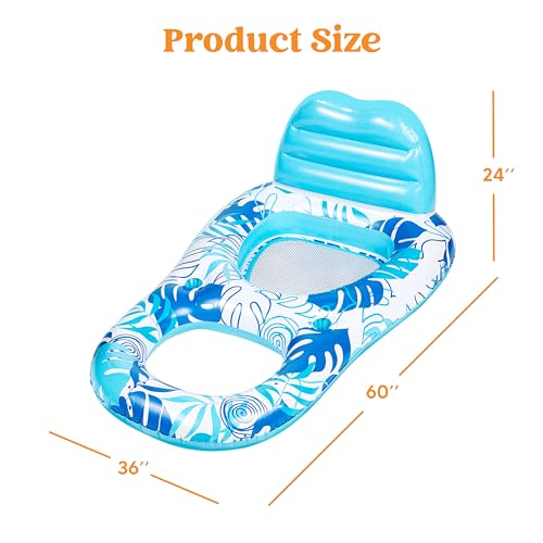 Inflatable Pool Lounger with Cup Holders and Foot Rest P202