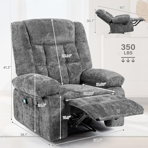 Massage Recliner Chair with Heat, Breathable Fabric, Side Pockets, Dark Grey K71391