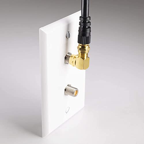 Gold Coaxial Cable Right Angle Connector 25 Pack for TV Mounting J9437
