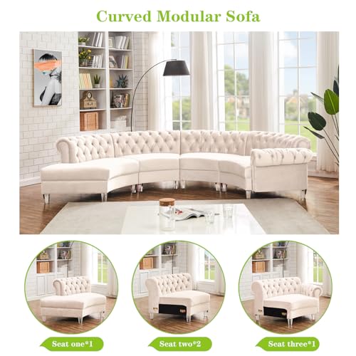 Curved Modular Semi Circular Sofa Sectional, Cream R85959