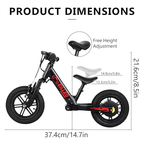 Kids Electric Balance Bike, 100W, 3 Speed Modes, 12" Tire H4235