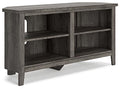 Signature Design by Ashley Dorrinson Modern Corner TV Stand with 4 Shelves & Fits TVs Up to 58 Inches, Whitewash & Gray