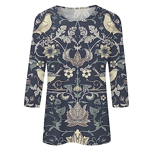 Women's 3/4 Sleeve Button Down Casual Blouse E528
