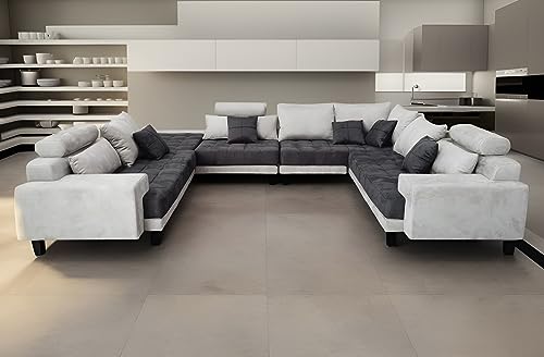 Modern Microfiber Fabric Sectional Couch Sofa Set U74797