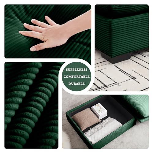 Corduroy L-Shaped Modular Sofa with Storage Ottoman M5579
