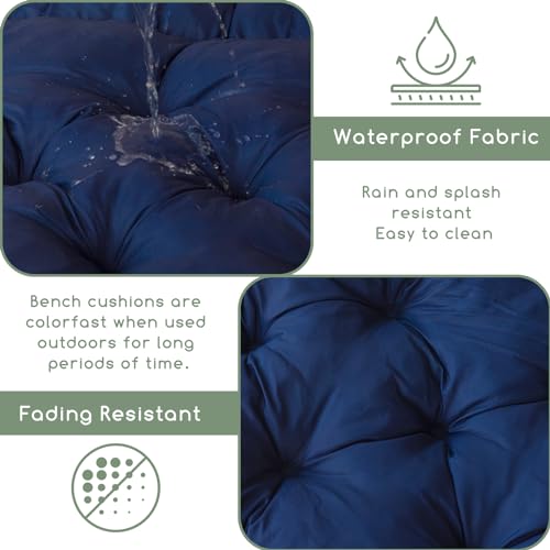 Outdoor Cushions for Patio Furniture, 2-3 Seater Bench Cushion with Backrest and Ties Q662